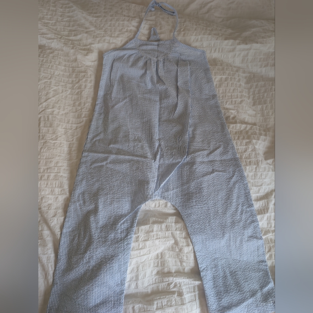 Blue Halter Jumpsuit